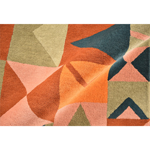 Tapis moderne abstrait en laine et viscose tufté à la main, motif écorce de bouleau haute densité, blanc ivoire et gris argenté - Product Image 4