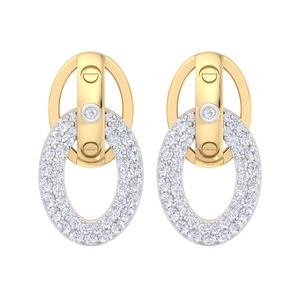 Pendientes de Aro con Diamantes Chapados en Oro de 18K de Primera Calidad, Pendientes Largos con Eslabones Ovalados Entrelazados de Lujo para Mujer, Joyería Fina - Product Image 2