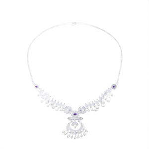 Silver Matte Short Necklace Set-Fashion Jewelry - Product Image 2