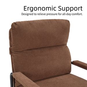 Poltrona Reclinabile Moderna in Velluto a Coste con Schienale Regolabile, Comoda Poltrona Lounge con Struttura in Metallo per la Lettura - Product Image 4