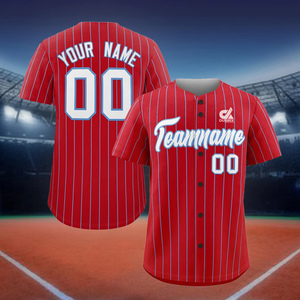 Camiseta de Béisbol Personalizada 2025 Azul Rey con Rayas Finas, Uniforme de Equipo con Botones, Nombre y Número Personalizados, Estilo Profesional, Venta al Por Mayor - Product Image 4