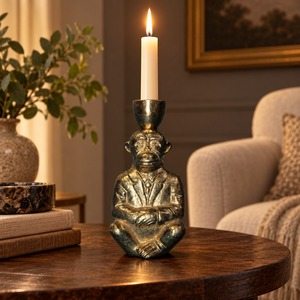 Escultura de Mono Estilo Fundición, de Aluminio Hecha a Mano, Ecológica, Portavelas Decorativo para Navidad, Decoración de Mesa de Hotel - Product Image 1