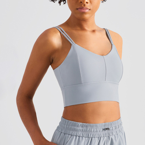 Sujetador deportivo acolchado de alta sujeción con espalda cruzada para mujer, con almohadillas extraíbles - Spandex/Poliéster transpirable y ecológico para entrenamiento y running - Product Image 5