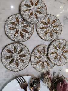 Set of -Inch Handcrafted Beaded Coasters with Floral Embroidery Eco-Friendly Customizable Spill-Proof Decor for Home & Hotel Use - Product Image 4