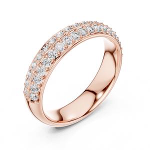 Anillo de Compromiso, Aniversario o Boda de Oro Sólido de 14K para Mujer con Diamante Natural de Corte Brillante, Certificado IGI HI-VSSI, Doble Diamante - Product Image 2