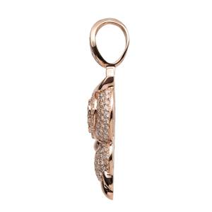 Pendentif hibou plaqué or rose, breloque ovale, bijou animalier tendance hip-hop avec pierres étincelantes, accessoire cadeau - Product Image 2