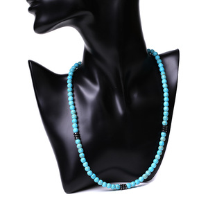 Collar de Cuentas Turquesas, Forma Redonda, Joyería Unisex, Gargantilla de Piedra Natural, Estilo Bohemio, Accesorio de Moda - Product Image 5