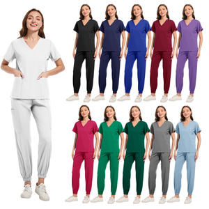 Tenues d'opération dentaire d'été personnalisées avec logo, ensembles de lavage des mains, uniformes de travail pour médecins et infirmières en polyester/élasthanne tricoté - Product Image 2