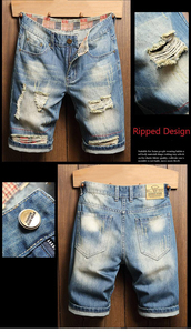 Novedad en Ropa Urbana: Shorts de Mezclilla Rectos para Hombre, Transpirables, Ecológicos, 100% Algodón, Estilo Único, Color Atractivo - Product Image 6