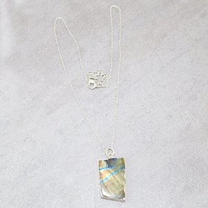 Collier chaîne puissant en argent plaqué 925 avec pierre précieuse naturelle labradorite style vintage, cristal de guérison, pierre de naissance, bijoux pour femmes et jeunes filles - Product Image 2