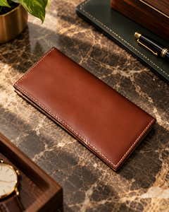Portefeuille long en cuir véritable fait main avec fenêtre pour carte d'identité et emplacements pour cartes - Product Image 2