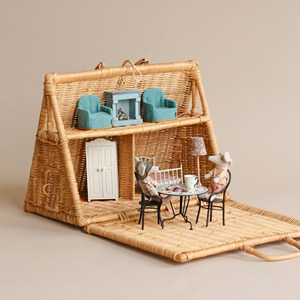 Casa de muñecas plegable de ratán, juguete para niñas, casa de muñecas pequeña, juguetes al mejor precio, casas para muñecas - Product Image 3