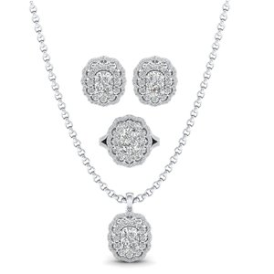 REYES 925 <b>Sterling</b> <b>Silver</b> Cushion Cut 14.01 Carat Moissanite Necklace <b>Earrings</b> <b>Sets</b> for Women Anniversary Gifts Fine Jewelry - Product Image 4