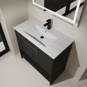 Meuble-lavabo autoportant de 36 pouces avec 2 portes à fermeture douce, vasque en céramique et armoire en contreplaqué - Meubles-lavabos - Product Image 5