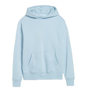 <b>Men's</b> <b>Blue</b> Hooded Sweatshirt 100% Cotton Fleece Regular Fit Casual Pullover with Front Pocket Autumn Wear - Product Image 3