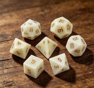 Premium Natural Bone Gaming Dice Set with Engraved Numbers for Tabletop <b>Games</b> and <b>Game</b> <b>Room</b> <b>Accessories</b> Ivory Geometric Bone - Product Image 1