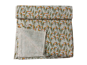 Couette en coton avec motif de toucan, pliée, pour toutes les saisons, décoration d'intérieur, style simple, lavable en machine - Product Image 2
