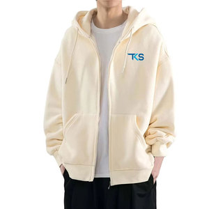 Comfortable Modern <b>Zip</b> Hooded Layer With Wide Fit Fleece Interior Large <b>Pockets</b> And Rib Finish Oversized Zipper <b>Hoodies</b> - Product Image 4