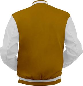 <b>Mens</b> Heavyweight Custom Varsity <b>Jacket</b> With Premium <b>Wool</b> Fabric Embroidered Logos Chenille Patches And Striped Ribbed Details - Product Image 4