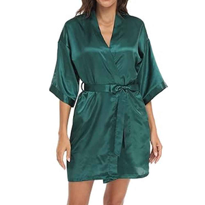 Plain <b>Satin</b> Polyester <b>Robes</b> <b>Women</b> Wholesale Bathrobe Party Beach Wedding Sleepwear Custom Logo OEM - Product Image 5