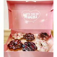 Boîte à sushi et beignets mochi rose écologique OEM pour cadeau de boulangerie, restauration et présentation de fenêtre de déjeuner avec impression en relief