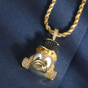 Pendentif Donald Duck plaqué or jaune massif avec pierres en moissanite, bijoux hip-hop à thème de dessin animé, unisexe, à porter au quotidien - Product Image 3