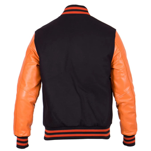 Chaqueta Bomber Varsity de Béisbol para Hombre, Tallas Grandes, OEM, Primavera, Logotipo Bordado Personalizado, Tejido de Lana de Oveja, Transpirable, Cuero para Exteriores - Product Image 2