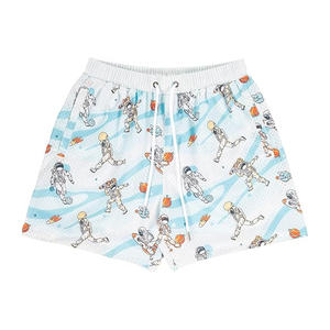 Men's Comfort Polyester <b>Leaf</b> Print Heavyweight Board Shorts Elastic Mid Waistband Mesh Drawstring Gym Workout Running Breathable - Product Image 3