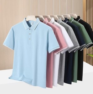 Chemise pour homme sportive à logo personnalisé imprimé, couleur unie, séchage rapide, manches courtes, tissu polyester/coton - Product Image 6