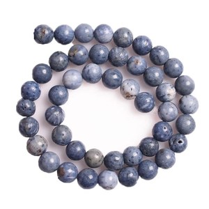 Cuentas sueltas redondas de coral azul natural para la fabricación de joyas, pulseras, collares, dijes DIY y accesorios de joyería. - Product Image 3