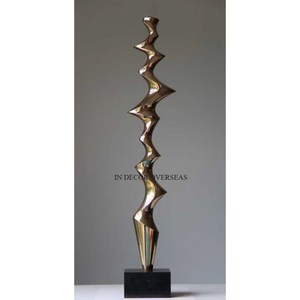 Sculpture géométrique en bronze de qualité supérieure, artisanale, art contemporain, décoration pour salon, à poser au sol - Product Image 1