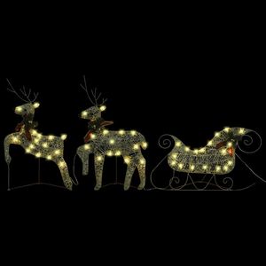 <b>Outdoor</b> Gold Christmas Decoration 140 LEDs <b>Reindeer</b> & Sleigh Indoor/<b>Outdoor</b> Use - Product Image 3