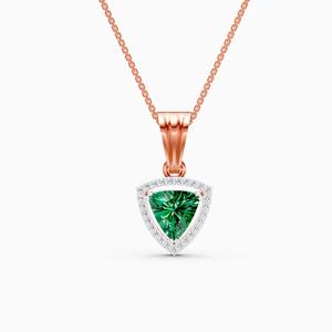 Colgante Trillion Halo con diamantes cultivados en laboratorio de 0.18 quilates y piedras preciosas en oro amarillo de 9 quilates, oro blanco y oro rosa. - Product Image 3