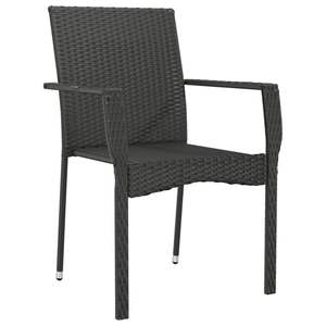 Silla de Jardín Negra con Cojines de Ratán PE Blanco Crema, Juego Estándar - Product Image 4