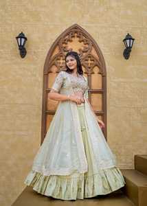 Heavy Joya Modern Silk Embroidery Zari Floor-Length Lehenga Choli for Wedding <b>Party</b> & Diwali - Product Image 6