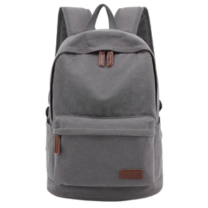 Minimalist <b>Canvas</b> <b>Backpack</b> Gray Unisex Softback Daily Use Durable Zipper Closure Arcuate Shoulder Strap - Product Image 1