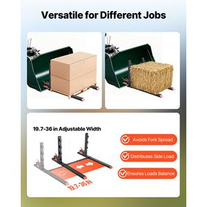 Forche per Trattore Resistenti da 4000 Libbre, Forche per Pallet da 60 Pollici con Barra Anti-Ribaltamento Regolabile, Capacità di Carico di 2,5 Tonnellate - Product Image 4