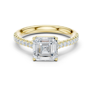 Anillo de Oro Amarillo Sólido de 14k en Oferta, con Diamante Cultivado en Laboratorio en Forma de Asscher, Certificado GRA, Anillo de Compromiso y Boda para Mujer - Product Image 1