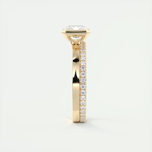 Lab Grown Diamond 2.30 Ct Radiant Cut IGI Certified Minimalist Engagement <b>Ring</b> 14K Yellow <b>Gold</b> East West Half Bezel <b>Set</b> - Product Image 3