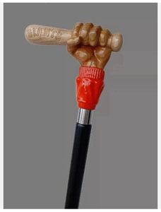 Bastón de Madera Grabado a Mano con Mango de Bate de Béisbol y Empuñadura Roja, Regalo Temático Personalizado para Aficionados al Deporte - Product Image 3