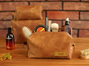 Leather Dopp <b>Kit</b> Personalized Groomsmen Gift Men Toiletry Bag Personalised Mother Day Gift TYG-0062E - Product Image 2