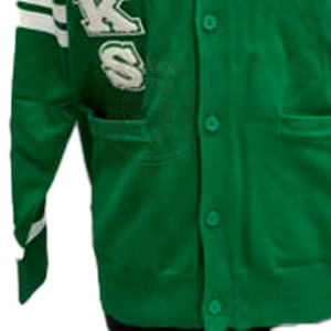 Cardigan en tricot vert et blanc pour femme, col en V, manches rayées, broderies grecques, style preppy, pull de collage - Product Image 5