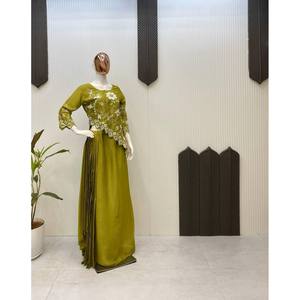 Indo-Western Trending Party Wear with Sequence Embroidery Crepe Fabric - Product Image 4