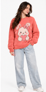 Pull en mohair unisexe, design personnalisé, col rond oversize, pull rayé duveteux, tricoté à la main, laine brossée, tricot d'hiver, OEM ODM - Product Image 6