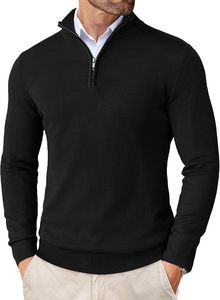 Eco Friendly Greener Golf Mens Pullover <b>Sweater</b> Quarter Zip <b>Turtleneck</b> Collar Printed 100 Percent Cotton Fleece Winter Sporty - Product Image 3