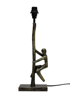 Base de Lámpara de Mesa de Bronce Antiguo con Figura de Hombre Escalando - Lámpara de Escritorio Moderna con Escultura Figurativa - Decoración Artística Industrial de Resina para Mesita de Noche - Product Image 2