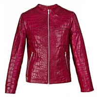 Veste en cuir pour homme, style streetwear, veste de moto, fermeture éclair, veste en cuir de crocodile pour l'hiver