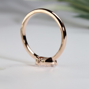 Anillo de Compromiso de Oro Rosa con Diamante Corte Pera, Clásico Toi Et Moi, Anillo de Boda de Dos Piedras, Joyería Fina, Regalo para Mujer - Product Image 4