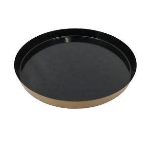 Assiette de service élégante de forme ronde en fer en vrac en gros plat de couleur vert foncé pour la vaisselle faite à la main - Product Image 1
