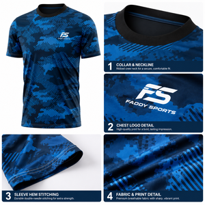 Men's Custom Blue Camo Gym T-Shirt Quick Dry Performance Fitness Short Sleeve Compression Top Breathable Athletic Workout <b>Tee</b> - Product Image 3